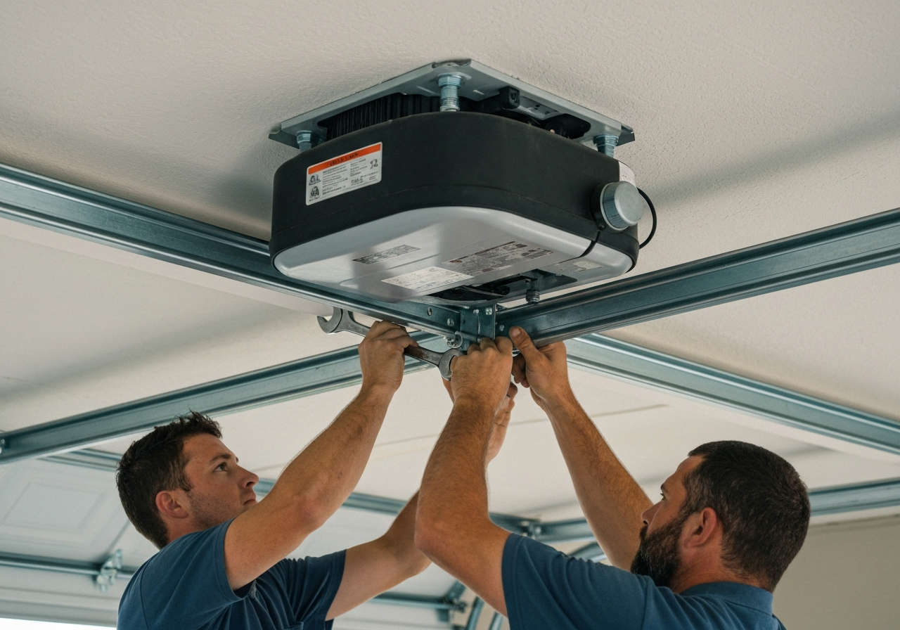 Garage door opener installation by a professional technician