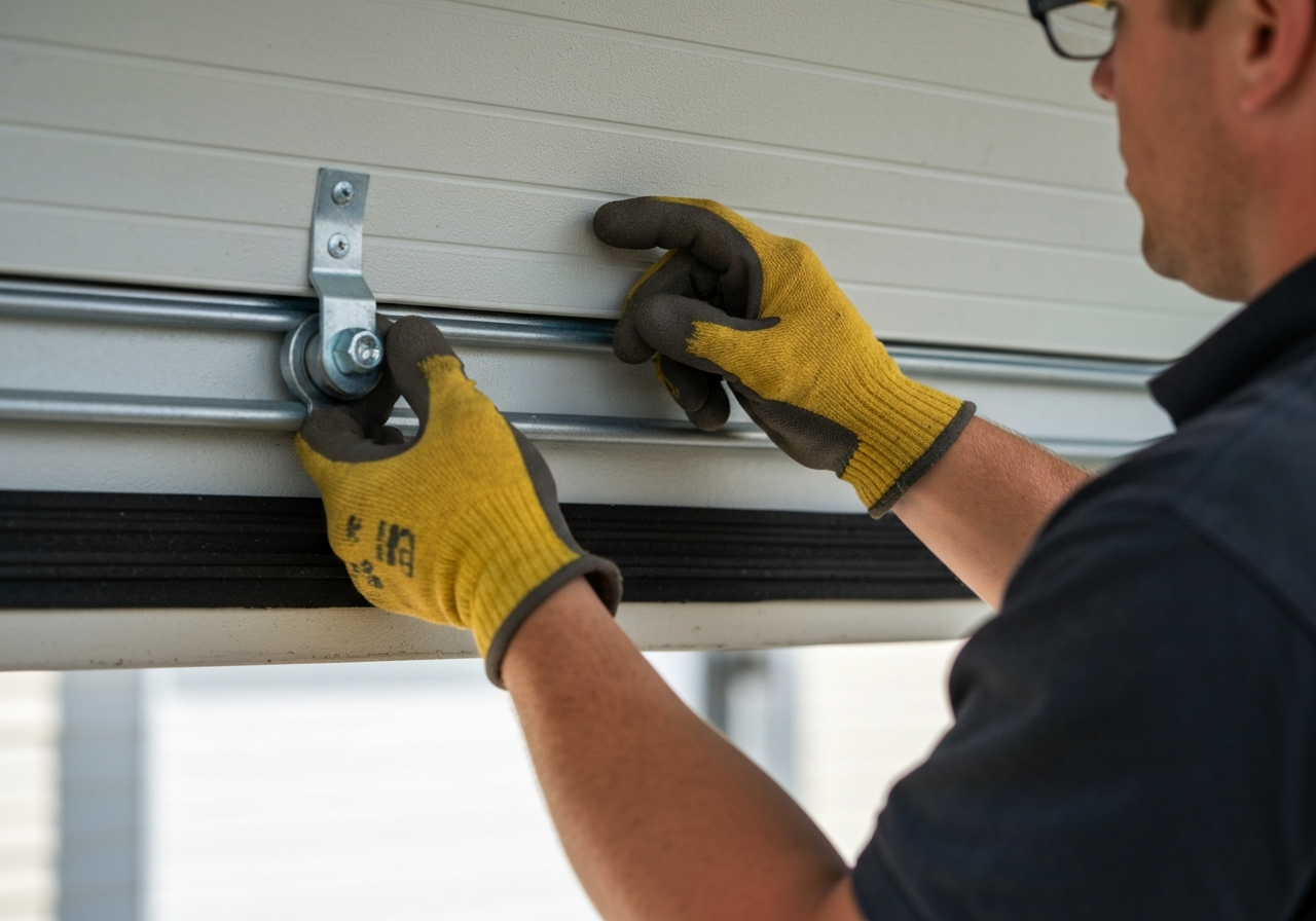 Professional installing garage door roller for emergency service. in Fort Myers, FL