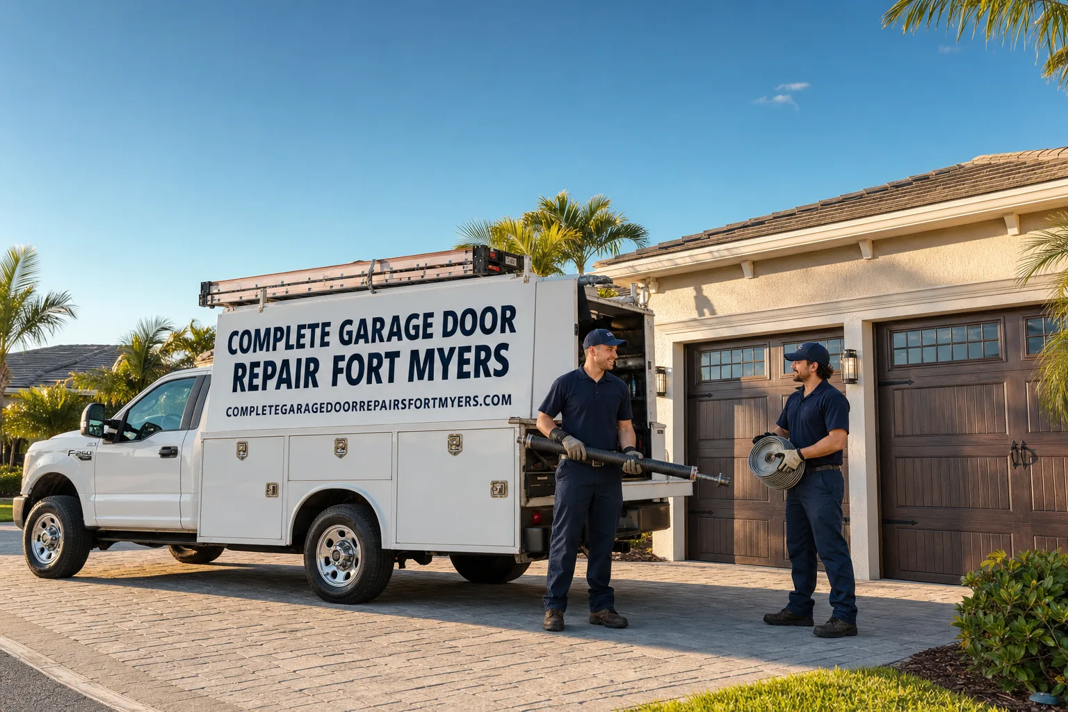 Complete Garage Door Repair Fort Myers service vehicle and crew in Fort Myers, FL